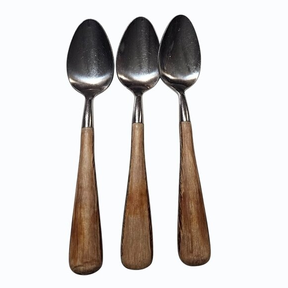 Aspen Trend Pacific Vintage Silverware Set Wood Handle Light & Dark Grain 13 PC - Picture 5 of 14